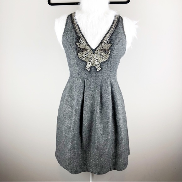 silence + noise Dresses & Skirts - Silence+Noise tweed pleated beaded front fit and flare skater dress size XS